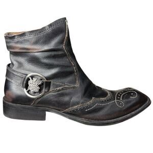 Mark Nason Men’s Rock Never Dies Brown Leather Moto Ankle Boot Size US 11